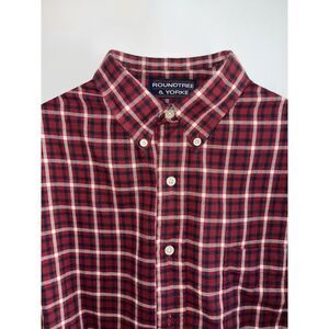 Roundtree & Yorke Men's Short Sleeve Plaid Button Down Shirt 100% Cotton- XL